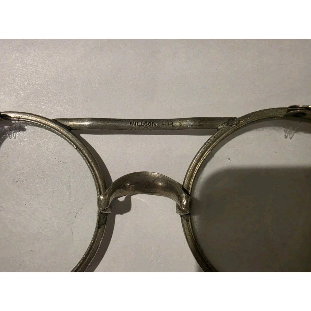 WILLSON B Safety Glasses Round Clear Lenses Metal Mesh Side Shields Vintage